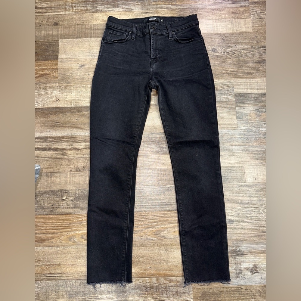 Hudson Nico Skinny Jeans Black Raw Hem Size 26 Stretch Denim